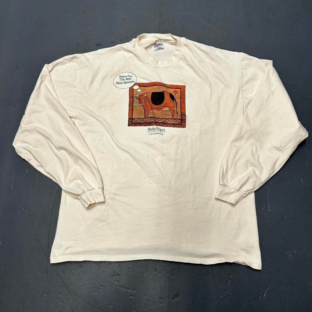 Vintage 90s/2000s Hope for the new Moo-llennium heifer project Long sleeve tee